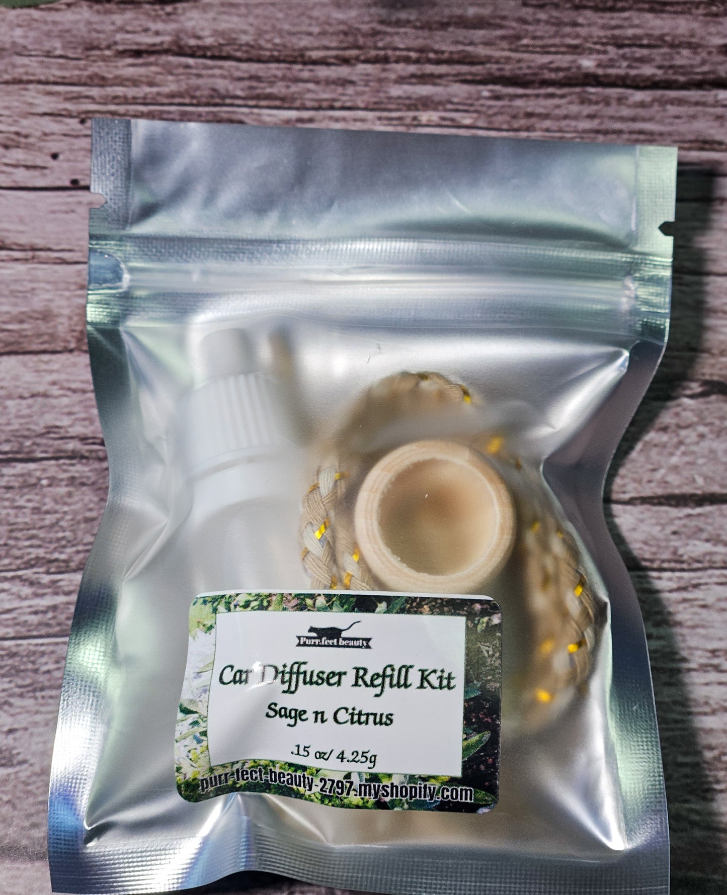 Car Diffuser Refill Kit - Fragrance & Wooden Cap
