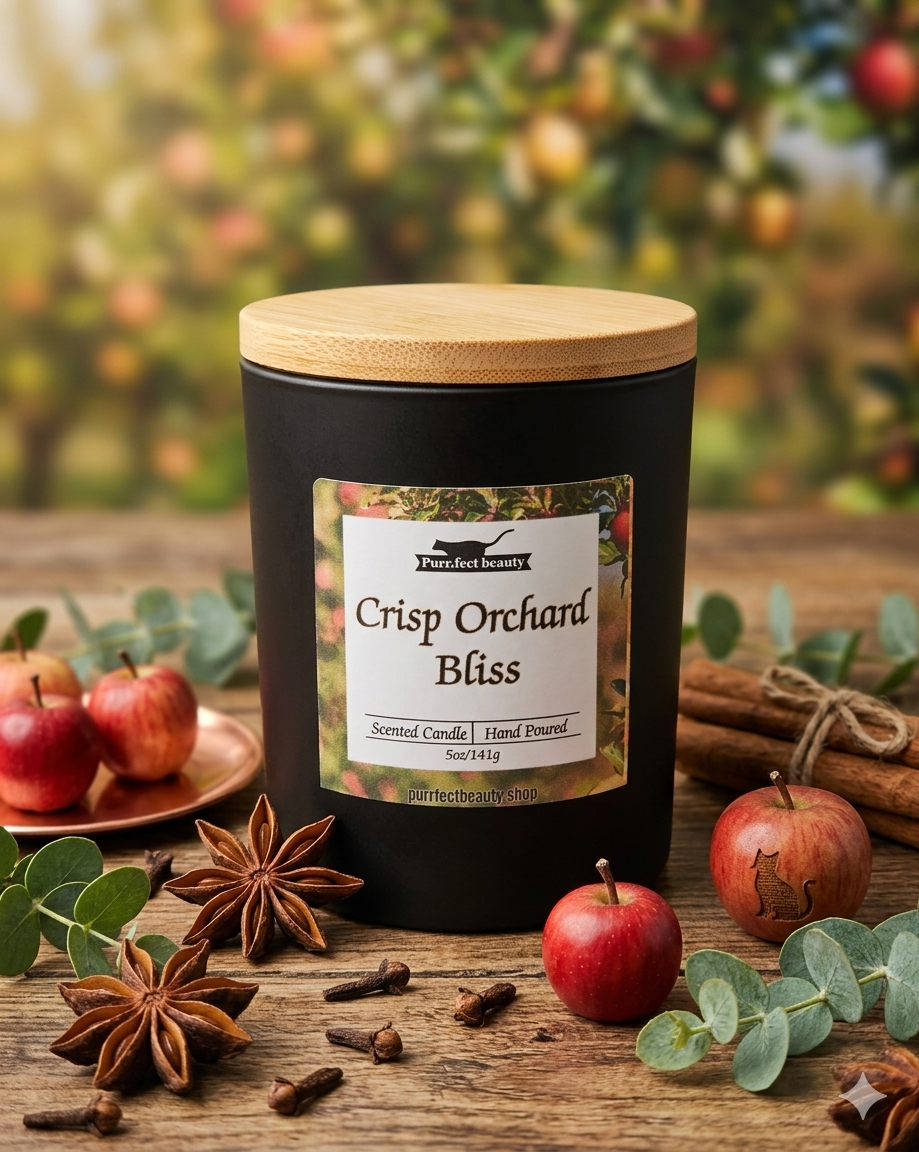 Crisp Orchard Bliss Candle | Apple, Pear & Spiced Woods Scented Candle
