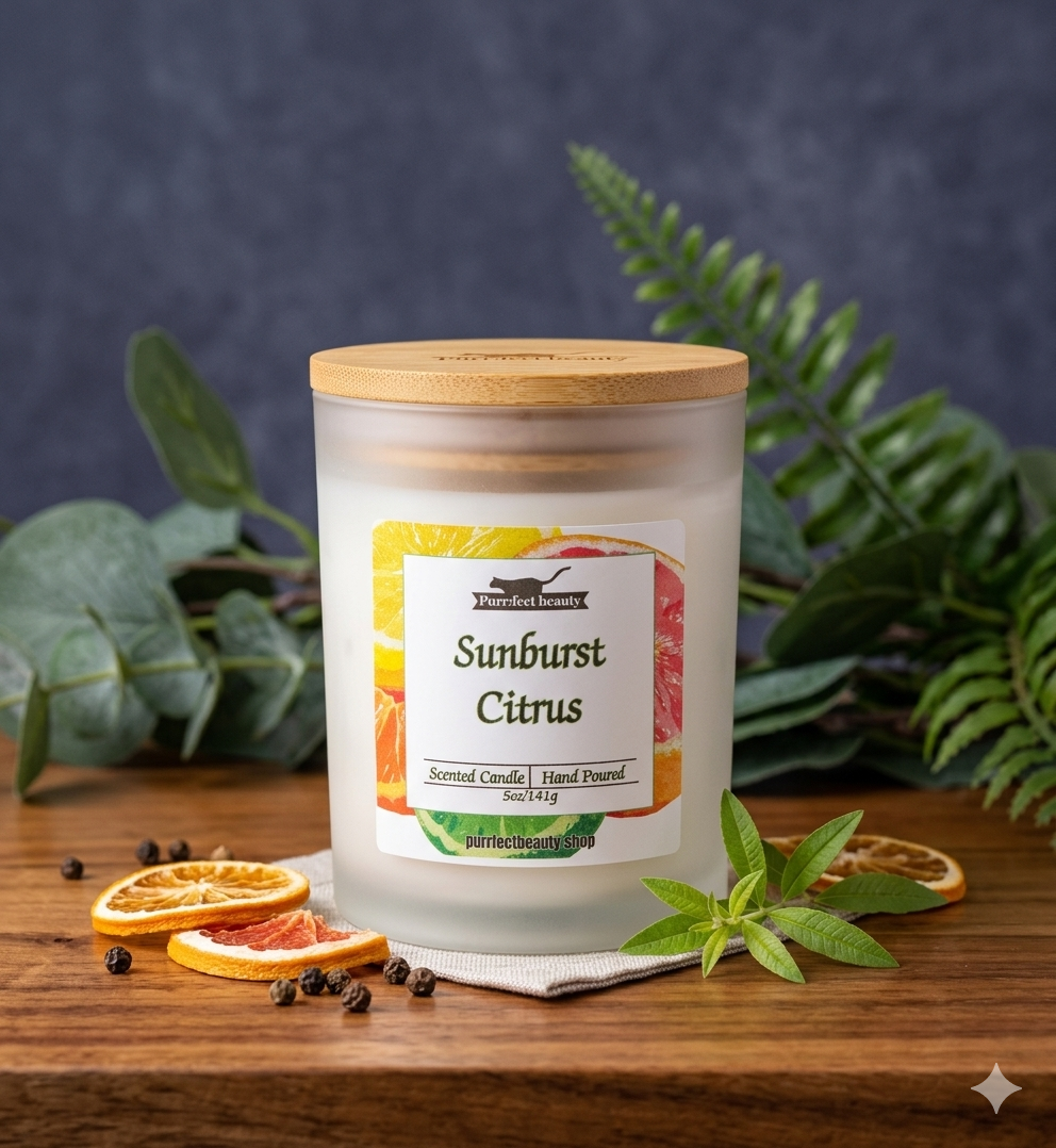 Sunburst Citrus Candle – Bright Orange & Grapefruit Scent with Peach & Cedar