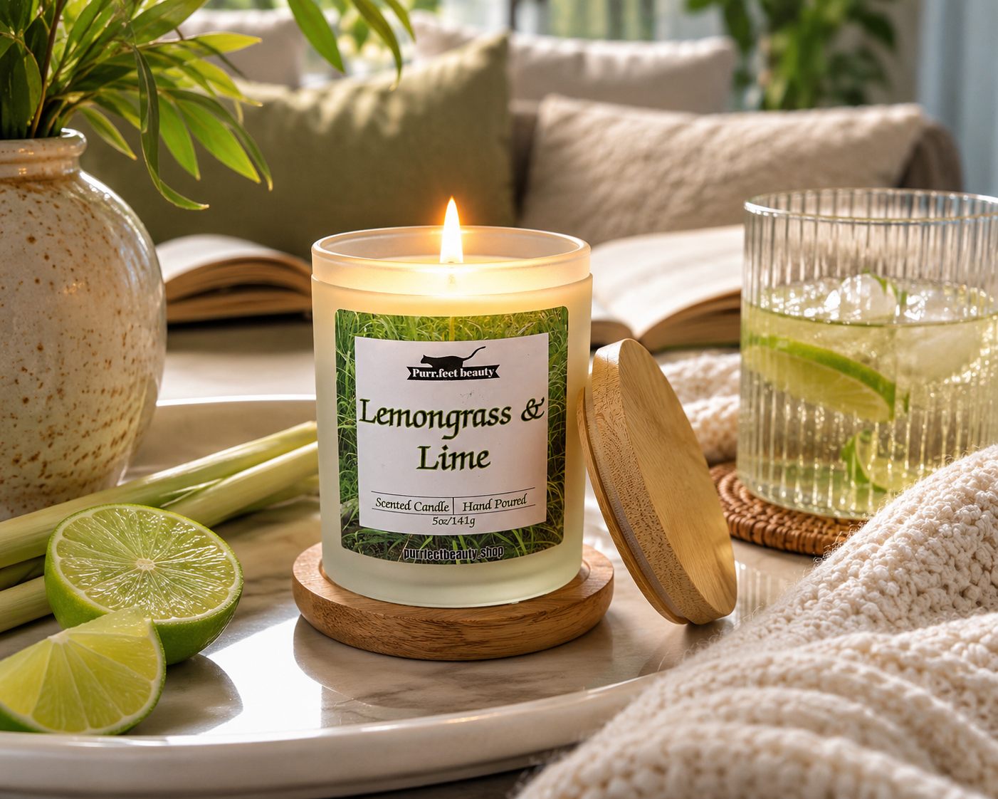 Lemongrass & Lime Candle | Fresh Citrus Herbal Scented Candle