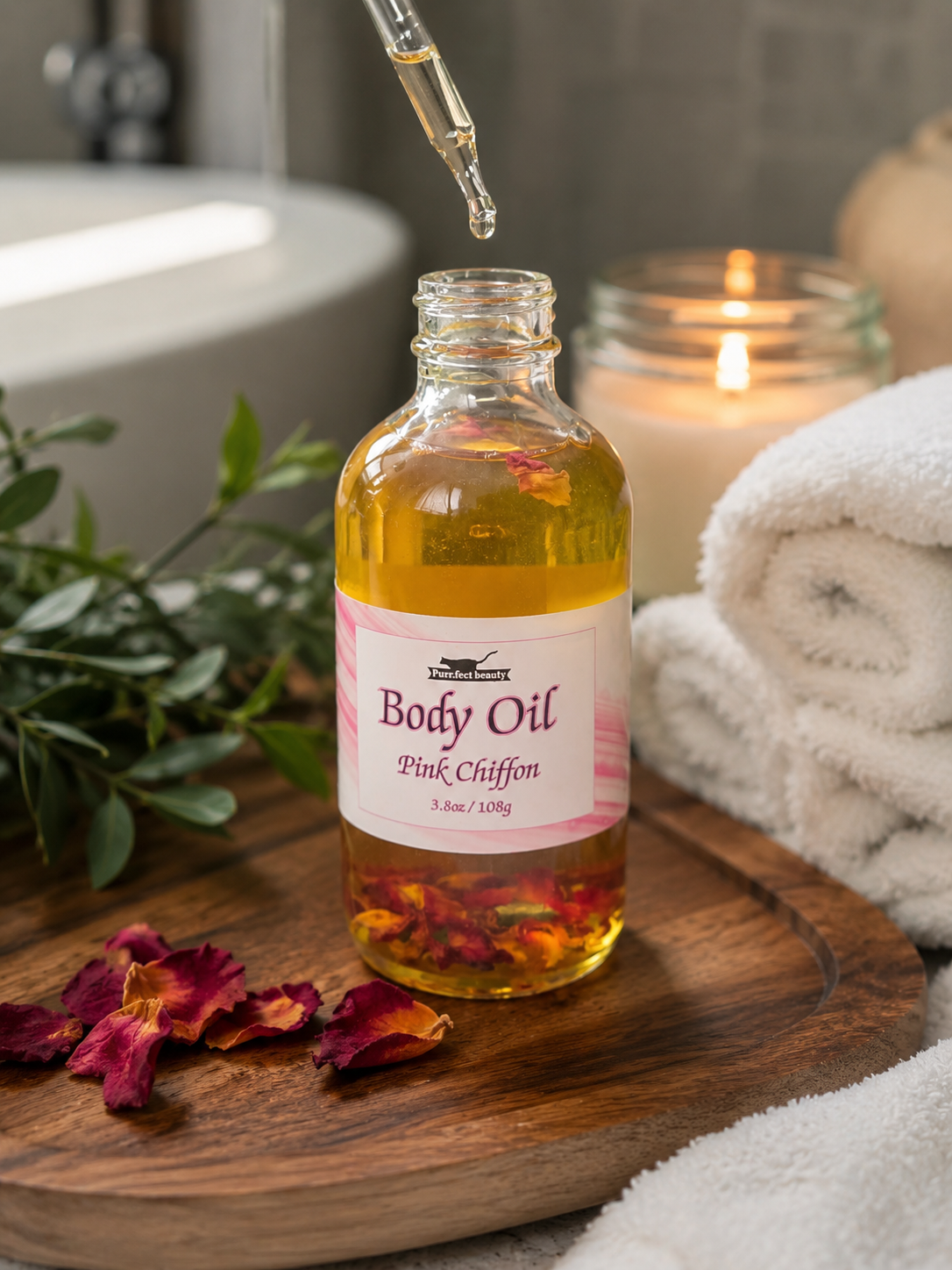 Pink Chiffon Body Oil – Hydrating Body Oil with Vanilla & Floral Notes