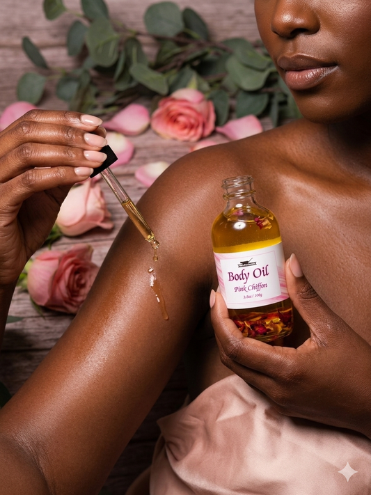 Pink Chiffon Body Oil – Hydrating Body Oil with Vanilla & Floral Notes
