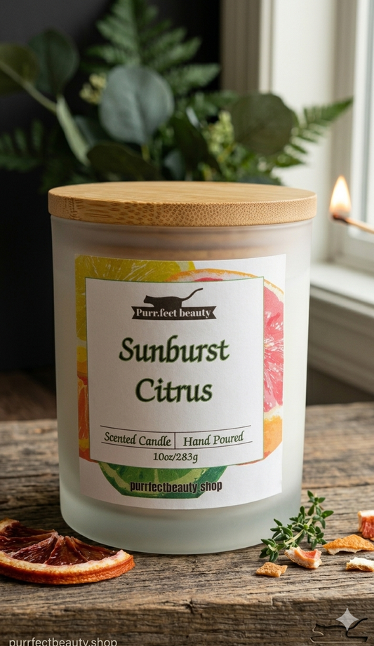 Sunburst Citrus Candle – Bright Orange & Grapefruit Scent with Peach & Cedar