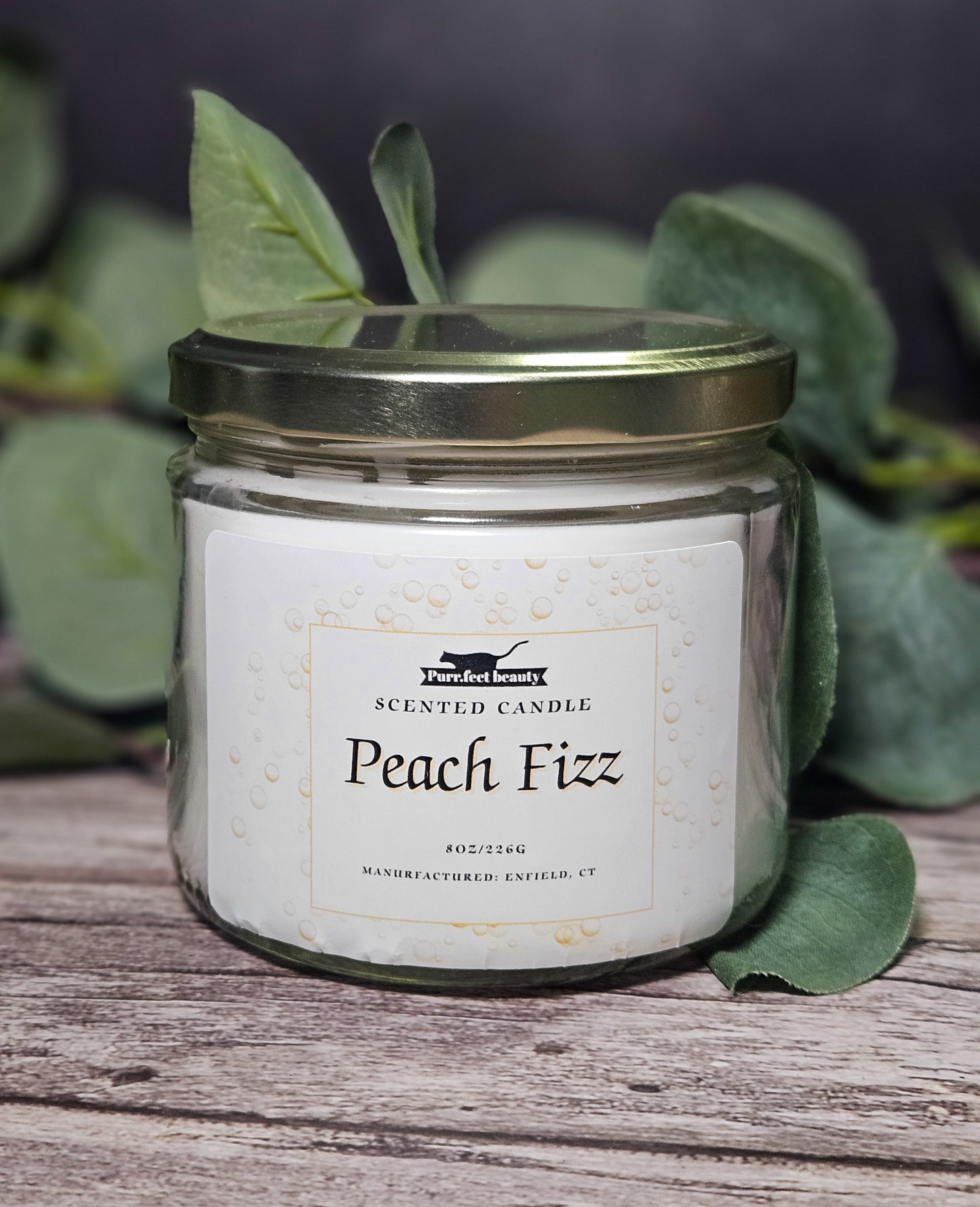 Peach Fizzy Candle – White Peach, Orange & Champagne Scented Candle