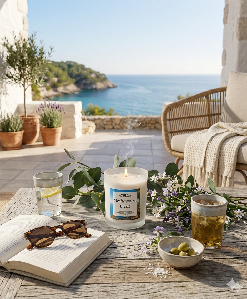 Mediterranean Breeze Candle – Fresh Marine Citrus Scent with Bergamot, Lemon & Musk