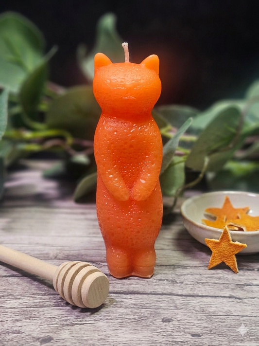 Orange Clove Cat Candle | Hand-Poured Cat-Shaped Scented Candle