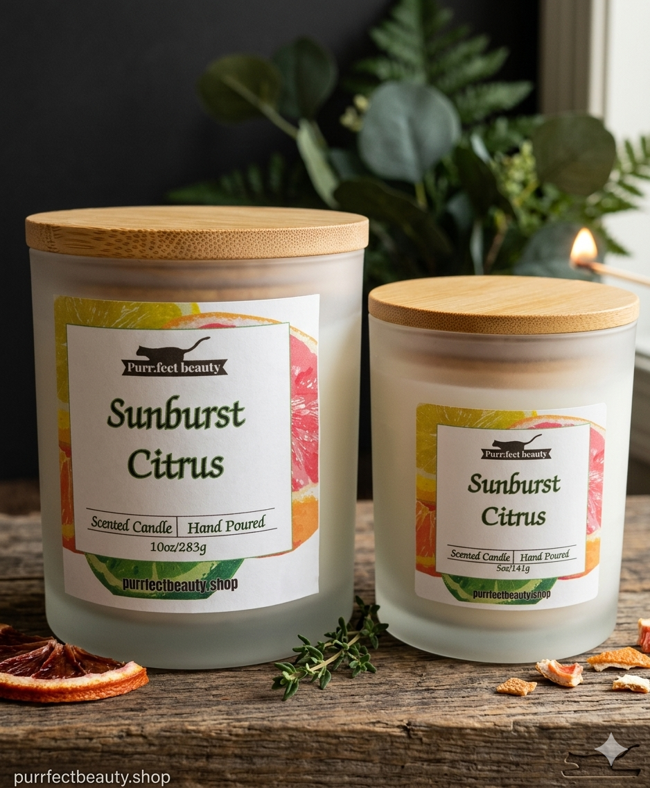 Sunburst Citrus Candle – Bright Orange & Grapefruit Scent with Peach & Cedar
