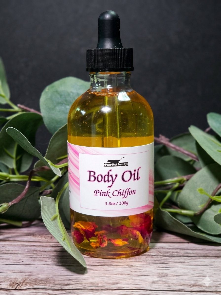 Pink Chiffon Body Oil – Hydrating Body Oil with Vanilla & Floral Notes