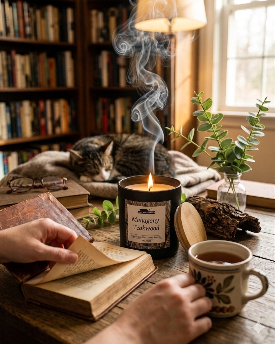 Mahogany Teakwood Candle | Woodsy Mahogany & Cedar Scented Candle
