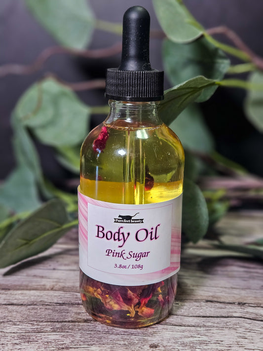 Nourishing Body Oil – Pink Sugar Scent with Jojoba, Rose Petals & Sweet Glow
