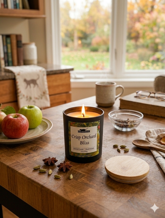Crisp Orchard Bliss Candle | Apple, Pear & Spiced Woods Scented Candle