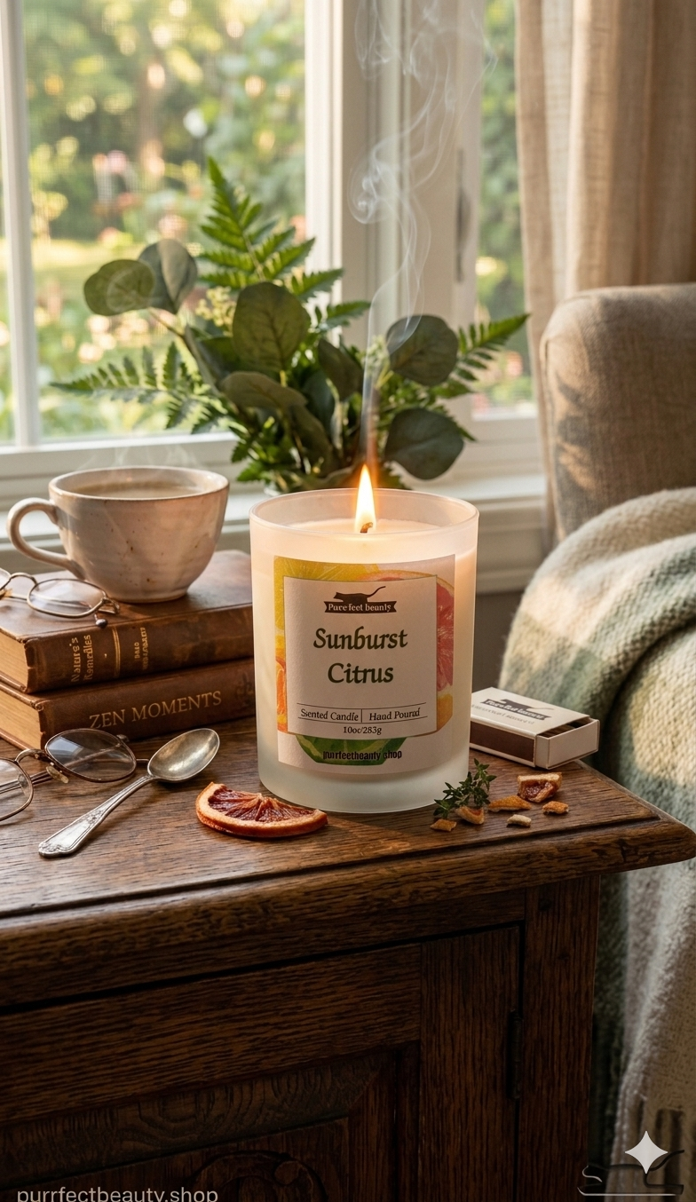 Sunburst Citrus Candle – Bright Orange & Grapefruit Scent with Peach & Cedar