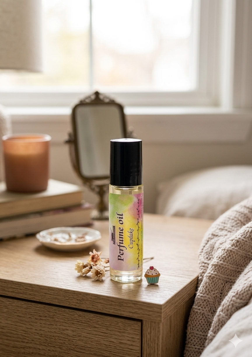 Cupcake Perfume Oil – Sweet Vanilla Frosting Dessert Scent Roll-On Fragrance