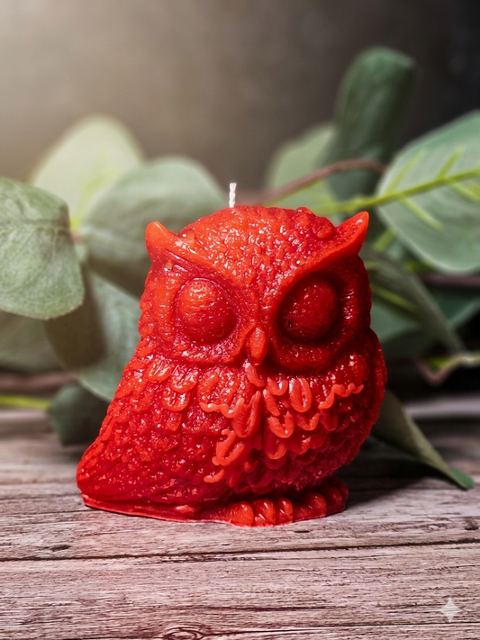Owl Candle – Strawberry Champagne | Hand-Poured Decorative Candle