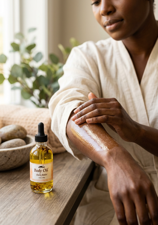 Dark Amber Body Oil | Moisturizing Oil with Lavender & Amber Fragrance